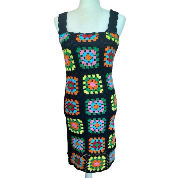Emma & Posh Womens Crochet Granny Squares Pencil Dress - Picture 1 of 8